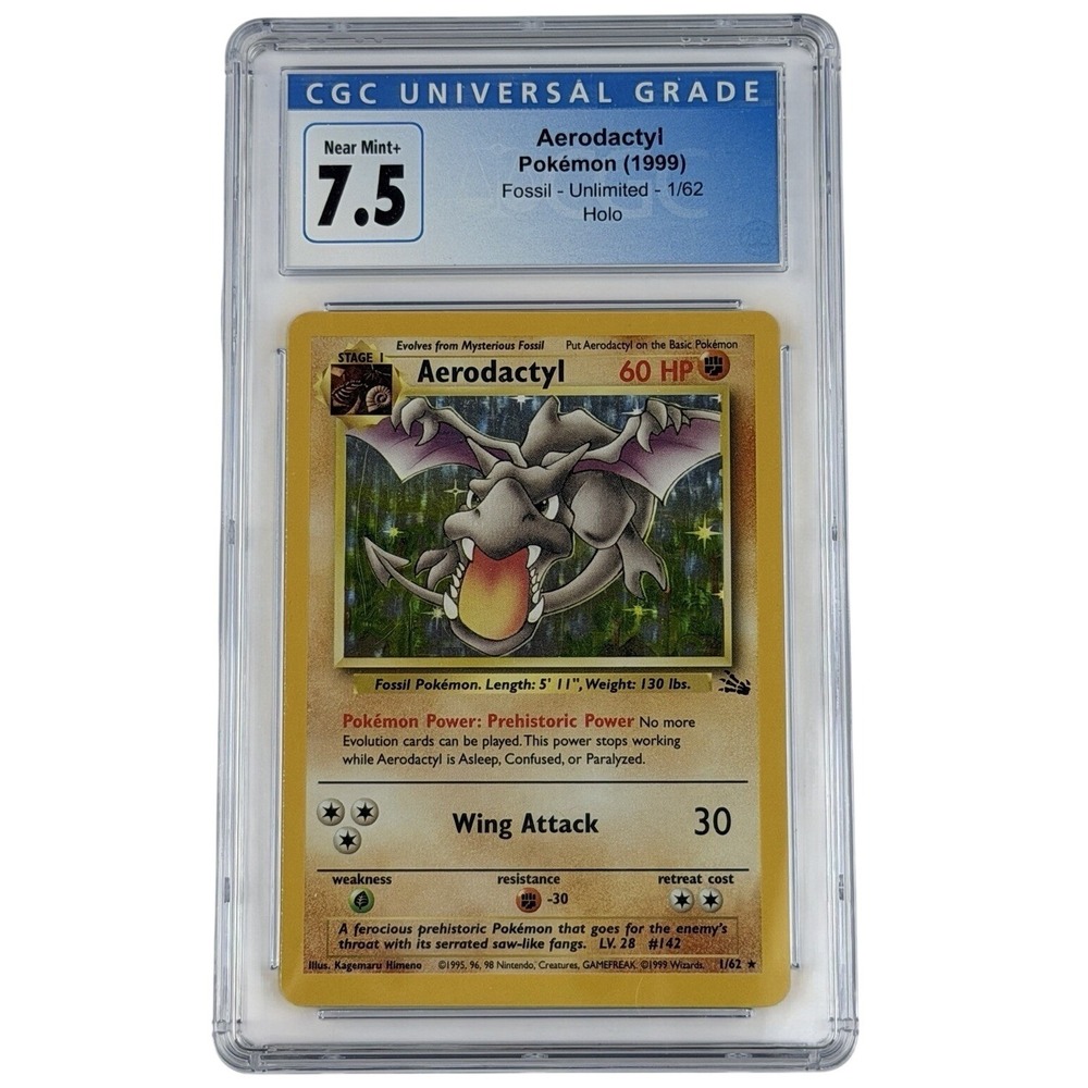 Aerodactyl Holo Unlimited 1/62 CGC 7.5 TCG 1999 Pokemon Fossil WotC Vintage